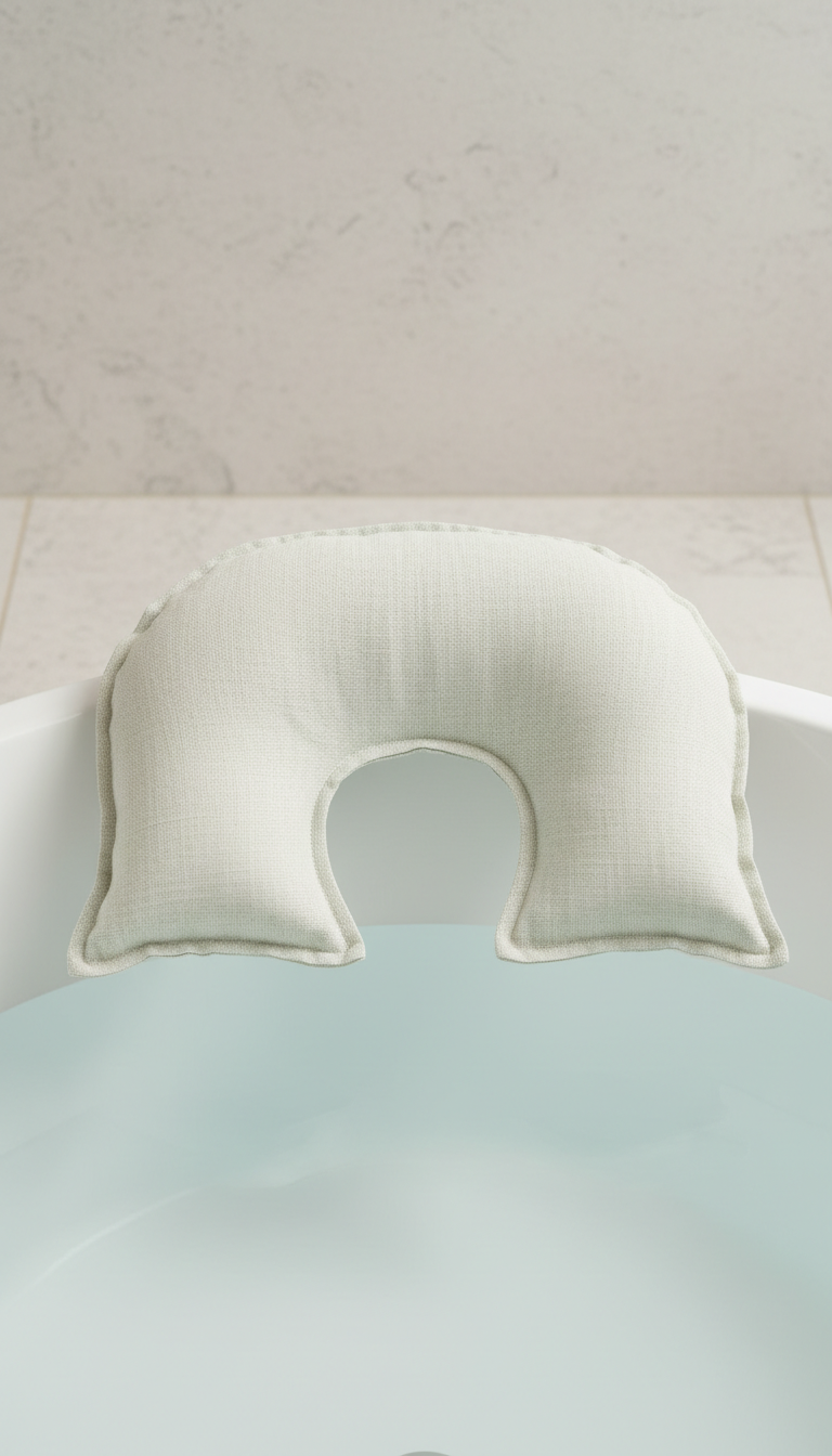 Oreiller de bain spa courbé en lin